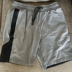 Light Grey and Black TLF Athletic Shorts with Elastic Waistband